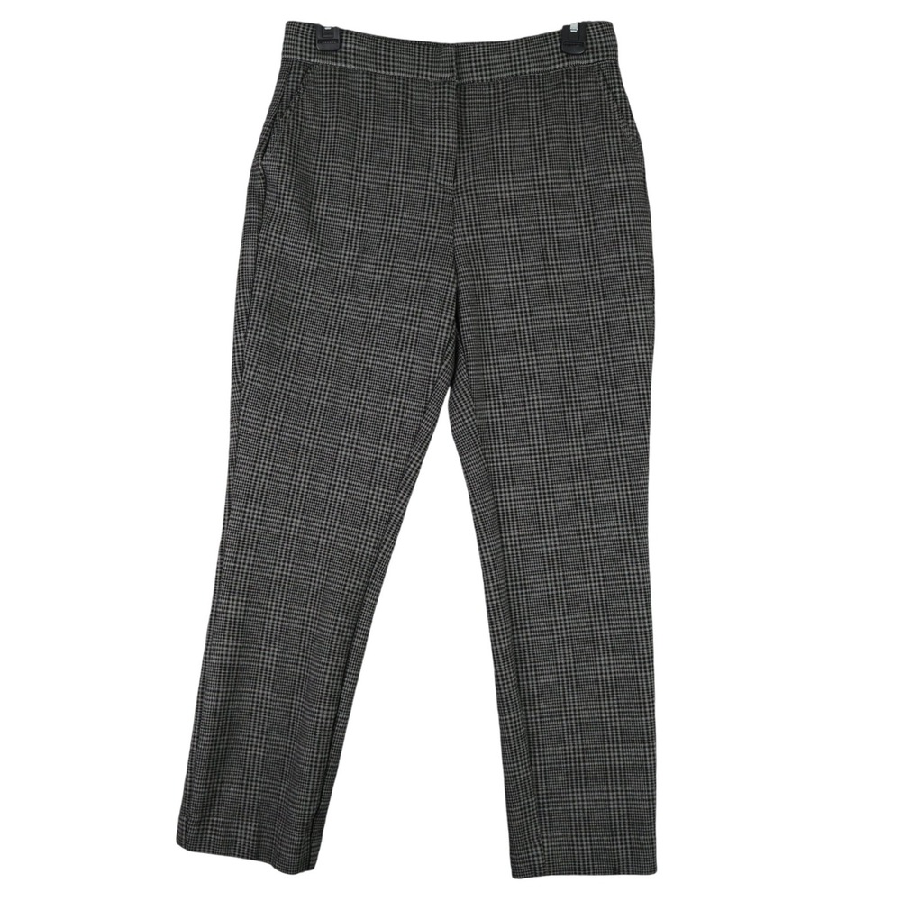 Banana Republic Sloan Plaid Trousers Women 6 Slim Leg Grey Office Work Career